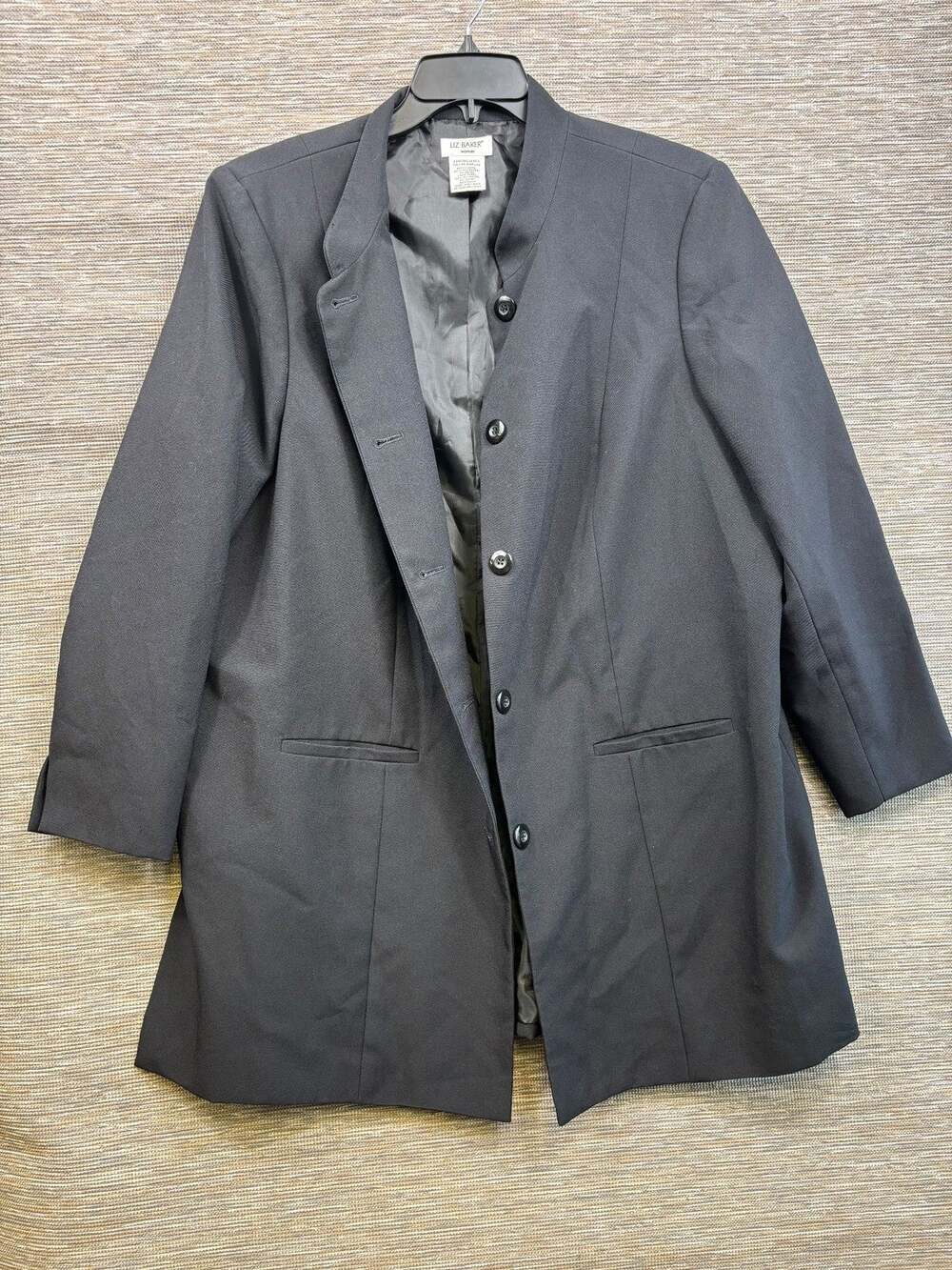 Liz Baker Blazer Jacket Womens 22W Black 4 Button Lined Career Office Plus Size